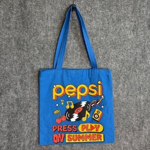 Pepsi Press Play On Summer Blue Canvas Tote Bag Graphic Retro Promo Shopper